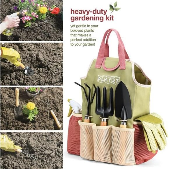 Complete Garden Tool Kit Comes With Bag & Gloves,Garden Tool Set w Spray-Bottle - Picture 3 of 6